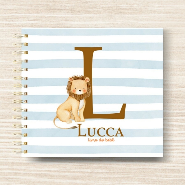 Livro do bebê personalizado Leão letra inicial