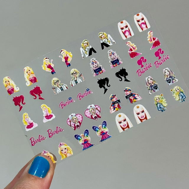 10 Adesivo de unha 3D - BARBIE (01 cartela com 10 adesivos (05 pares)