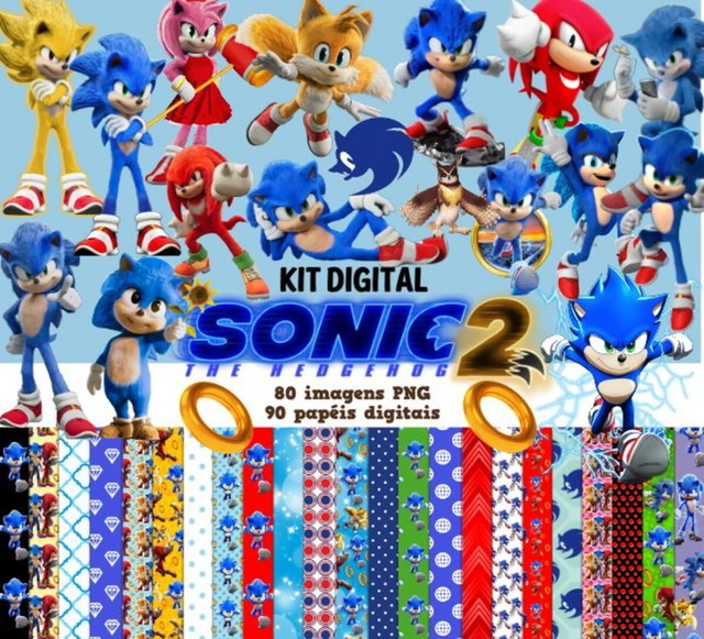 Kit Digital Sonic – Imagens Png + Papéis Digitais
