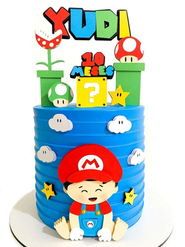 ARQUIVO Topo de bolo Super Mario Baby - Topo e corte