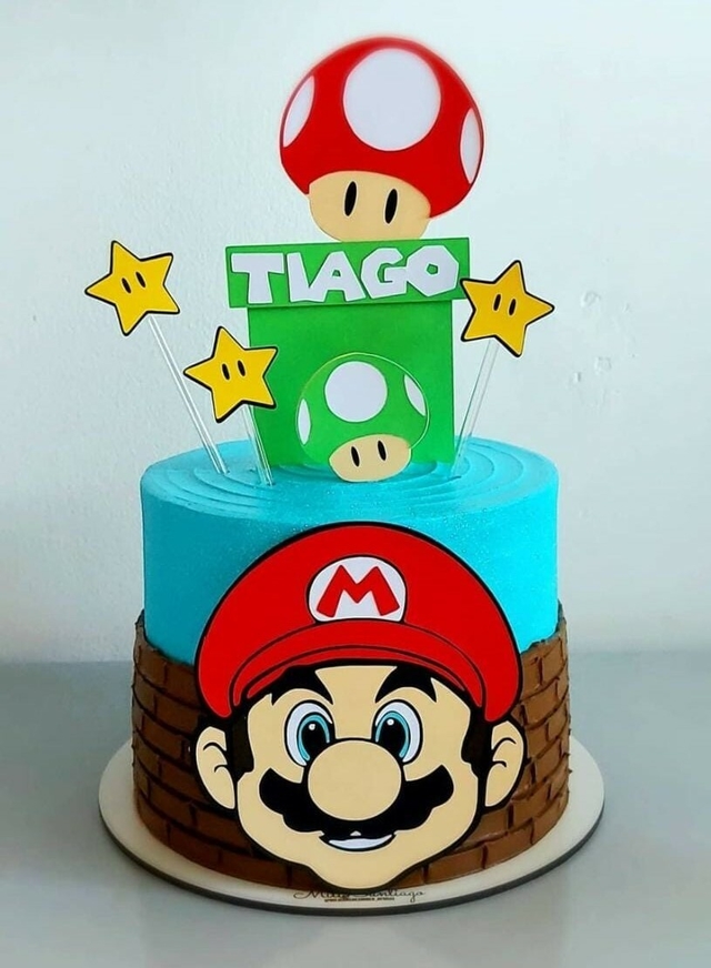 ARQUIVO Topo de bolo Super Mario Baby - Topo e corte