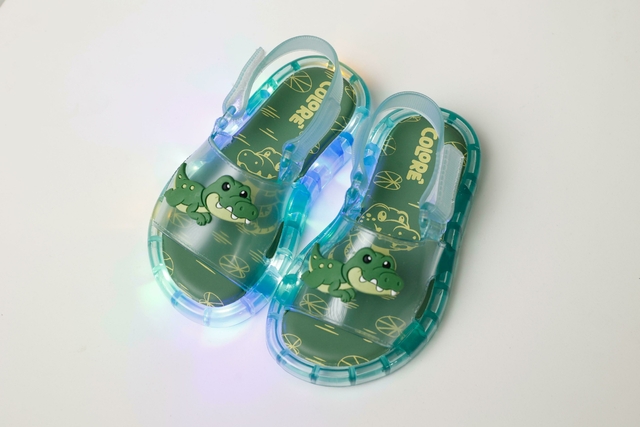 Sandália Infantil Menino LED/Luzinha Slider Verde Jacaré Colorê Pimpolho