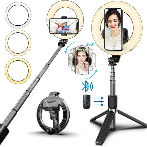 Palo Selfie Bluetooth Stick Celular Aro Luz Tripode 70 Cm