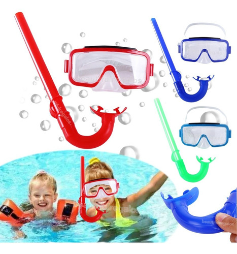 Set De Buceo Snorkel Infantil Mascara Ajustable Snorkel