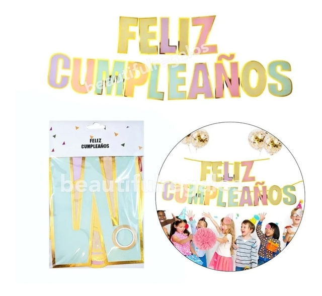 Guirnalda banderin pastel Feliz Cumple