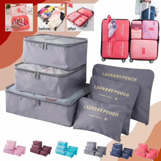 Set 6 Bolsas organizadoras de equipaje de viaje para valija Nuevos ingresos