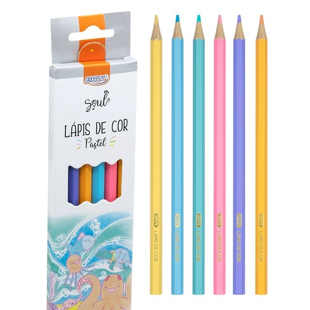 Lápis de cor 6 cores Pastel - BRW