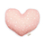 Almofada em formato de coração na cor rosa com detalhes em branco