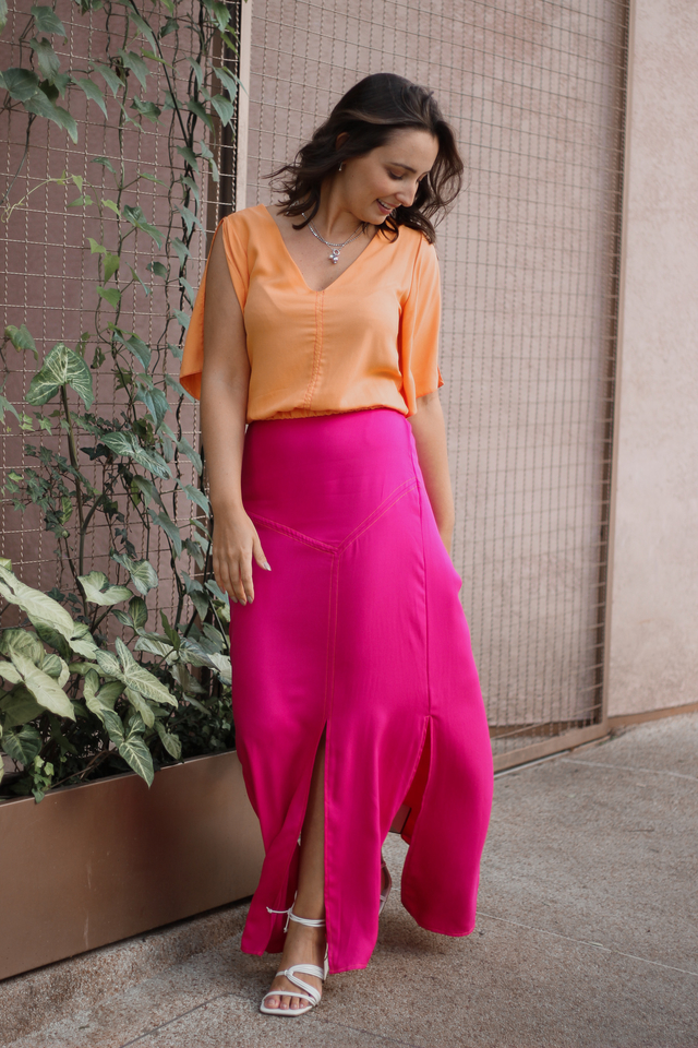 Saia hotsell longa rosa
