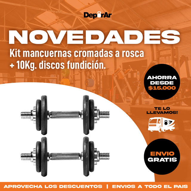 Kit Pack Pesas Discos Mancuernas + 20 Kg En Discos 5 Y 2.5