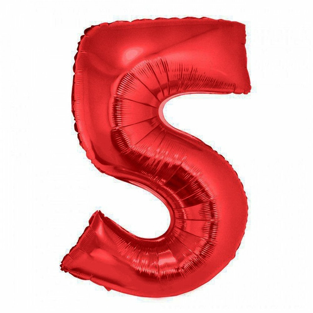 Balão Metalizado Vermelho - Número 5 - 16" 40cm | JM Embalagens para