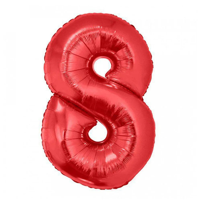 Balão Metalizado Vermelho - Número 8 - 16" 40cm | JM Embalagens para