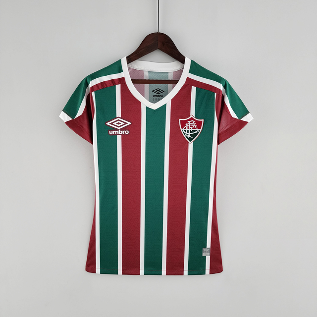 Camisa Fluminense Home 22/23 Torcedor Umbro Feminina - Verde, Grená e Branco