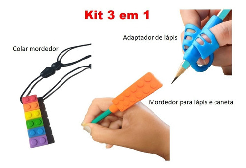 Kit Colar Mordedor Sensorial Autismo Tdha = Lego Colorido