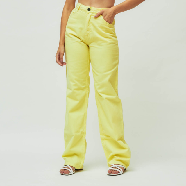Calça Wide Leg Jeans Amarela - Comprar em LV Store