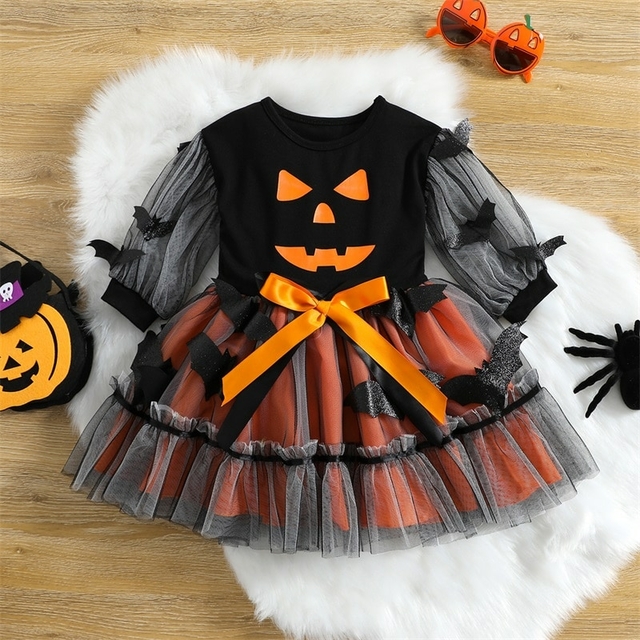 Roupa infantil de Halloween para meninas, manga comprida, com desenho fofo,  blusa listrada, calça e calça, Preto, 12-18 Meses