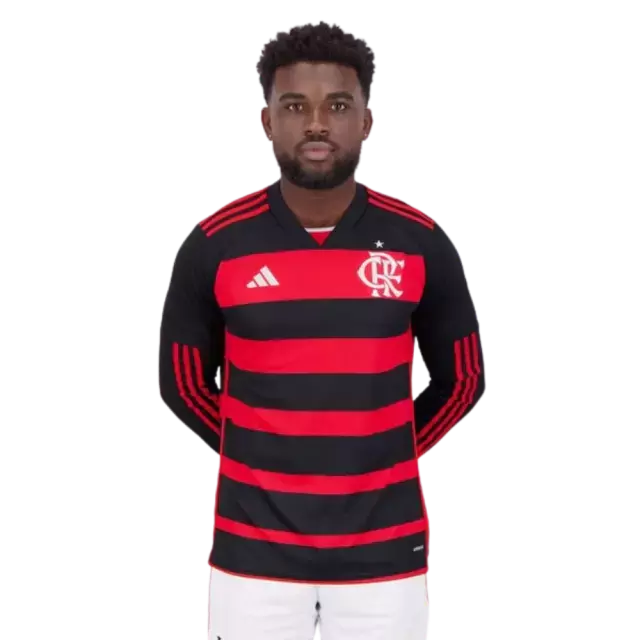 Camisa Flamengo Home 24 25 Masculina Manga Longa Adidas