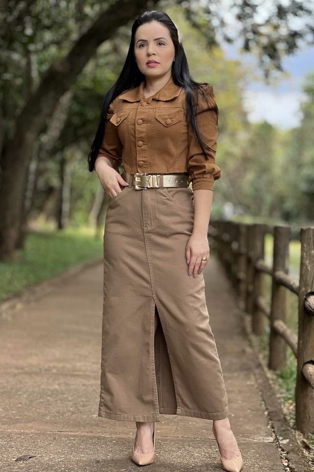 Saia marrom store jeans