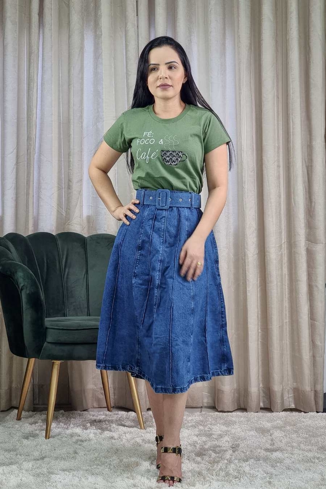 Saia jeans cheap verde militar