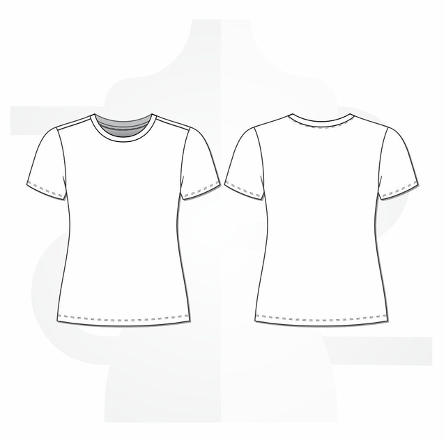 Molde Camiseta feminina fit manga curta gola mesmo tecido CFM027