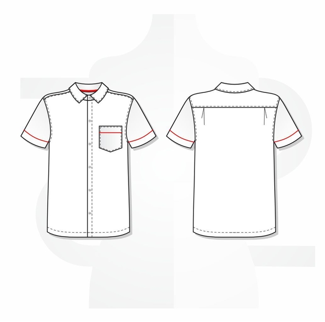 Molde Camisa masculina social clássica com vivo no bolso manga curta CMM022