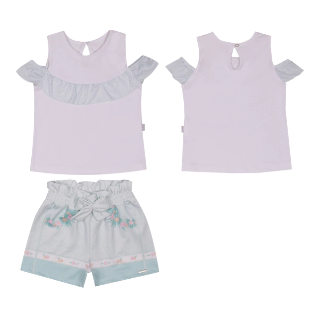 Conjunto Feminino Blusa E Shorts Em Malha Verde Le Bhua Lb13734