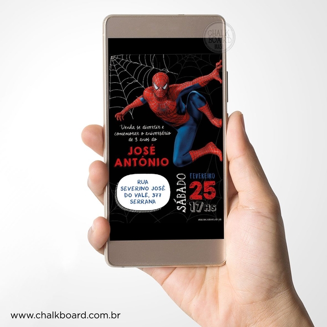 Convite Homem Aranha Digital Online Virtual Festa Whatsapp