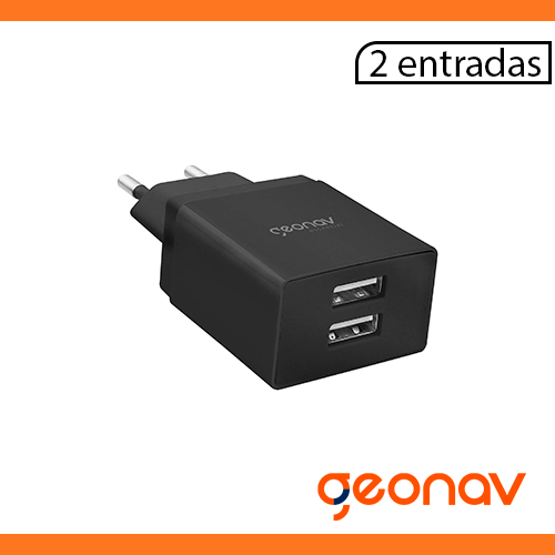Geonav Carregador de Parede universal 2.1A, 2 portas USB, Bivolt, 10W,  ESACB2, Preto