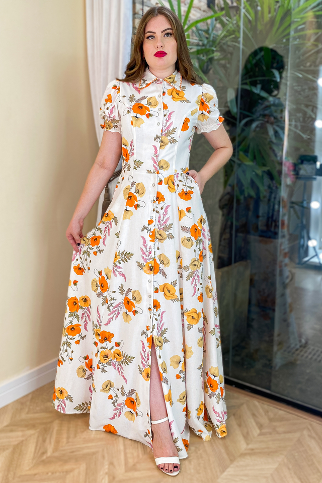 Vestido longo hotsell com estampa floral