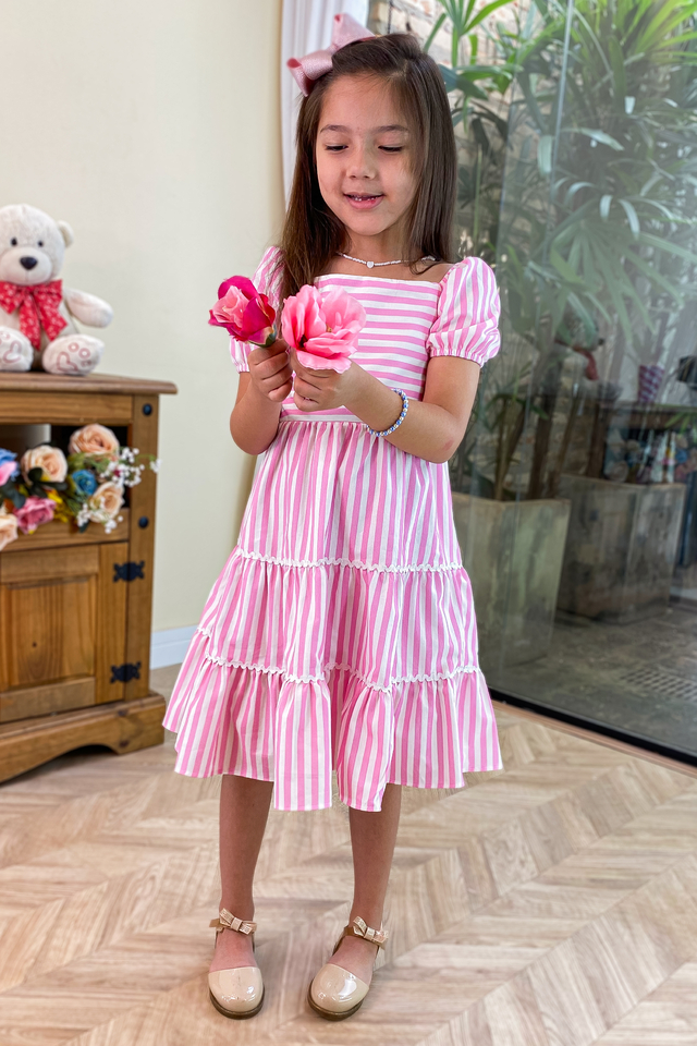 Vestido longo hot sale infantil listrado