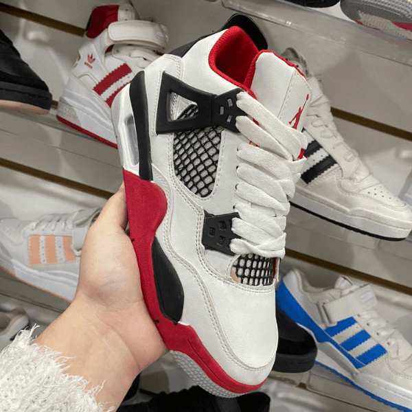 Nike Jordan Retro 4 White and Red - American Shoes