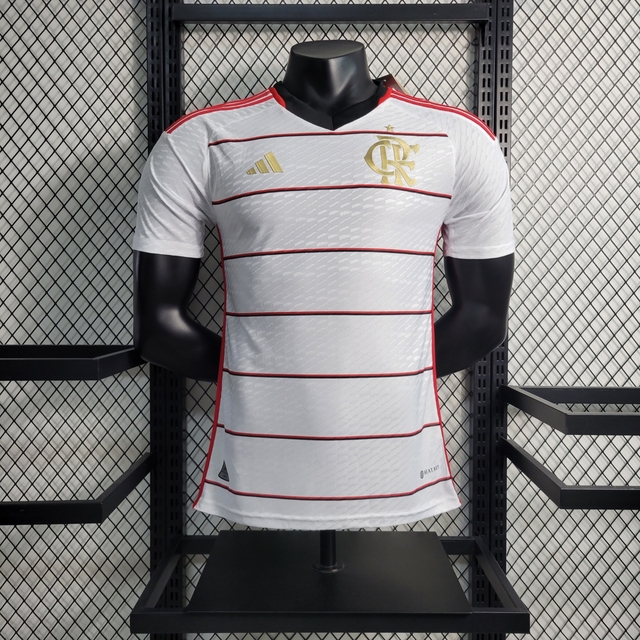 Camisa Adidas Versão Jogador Flamengo II 2023/24 - Branca e Dourado