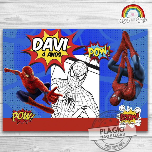 Jogo Americano Homem Aranha A4 - Cor Amor Design