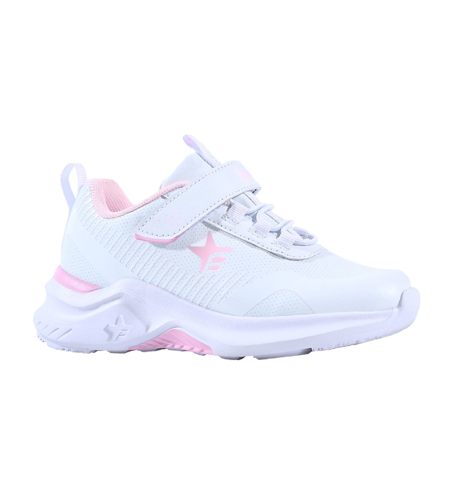 zapatilla escolar blanca rosa abrojo elastico