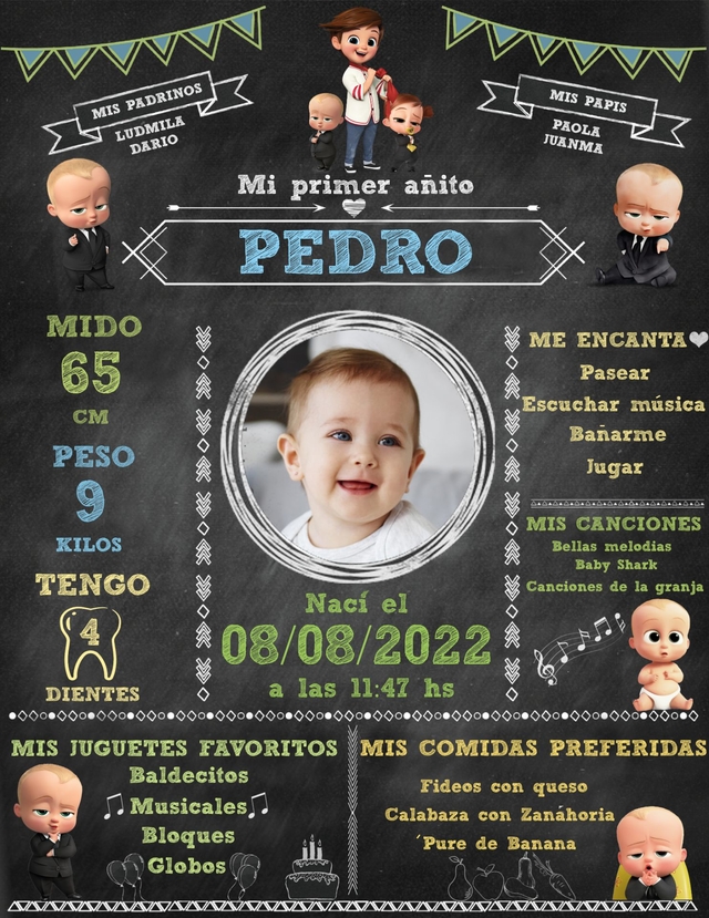 Pizarra bebe 1 online año