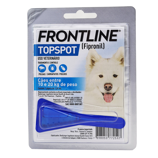 Frontline Top Spot Antipulgas e Carrapatos para Cães de 10 a 20 kg