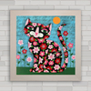 QUADRO VINTAGE ANIMAIS 285 - GATO FLORIADO