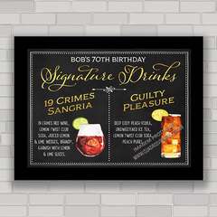 QUADRO DECORATIVO CHALKBOARD 36 - DRINKS FAMOSOS