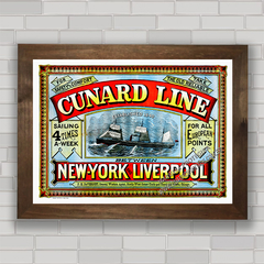 QUADRO RETRÔ CUNARD 1875 NEW YORK LIVERPOOL na internet