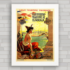 QUADRO RETRÔ EXPO MARITIME BORDEAUX FRANCE 1907 - comprar online