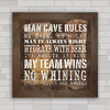 QUADRO DECORATIVO MAN CAVE RULES