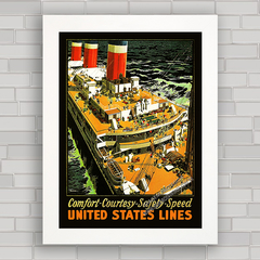 QUADRO DE PAREDE UNITED STATES LINES 1920 - comprar online