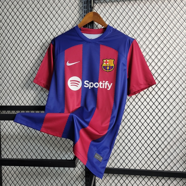 camisa 2023 2024 barcelona home azul e vermelha