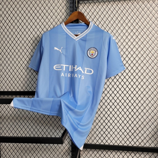 Camisa Puma Manchester City Pré-Jogo 2023/24 Masculina Azul