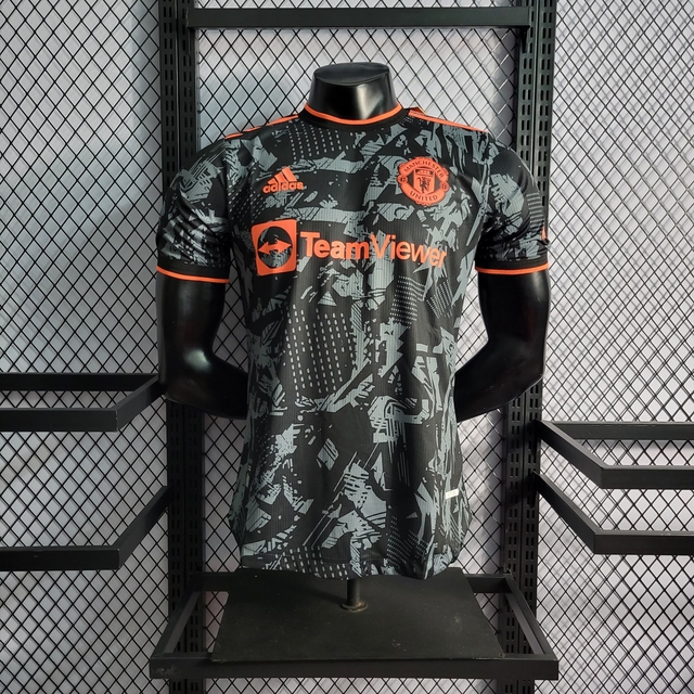 Camisa II Manchester City Preta/Vermelha Away 2022/2023 – Versão