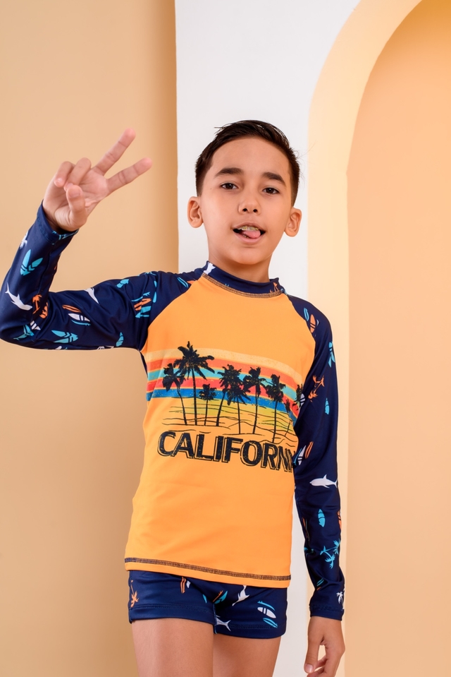 Sunga Boxer Infantil + Camisa Térmica Proteção UV 50 - Califórnia