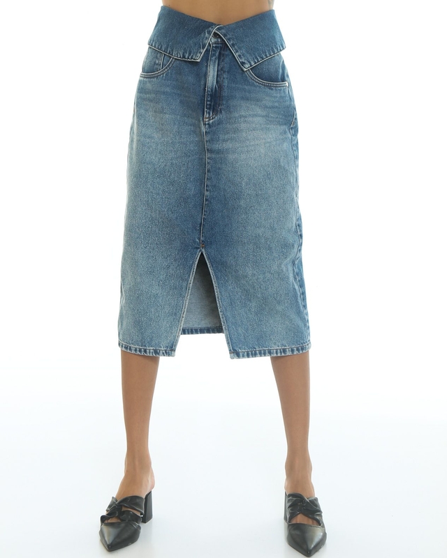 Saia jeans midi cantão cheap