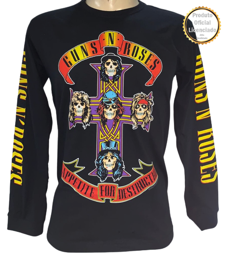 Camiseta Guns N Roses - Appetite - Manga Longa - Camiseta Oficial  Licenciada - Stamp Rockwear