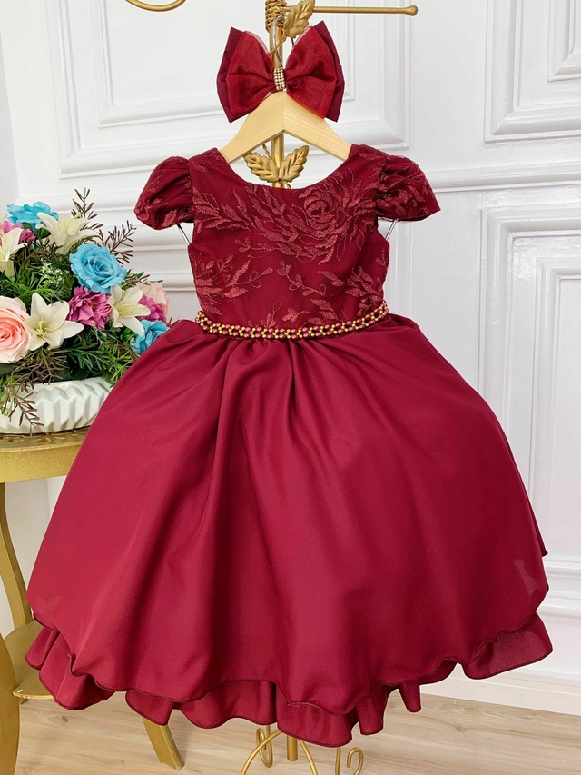 Vestido vermelho hot sale marsala infantil