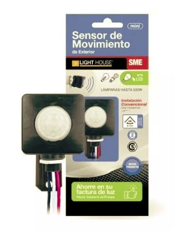 Sensor De Movimiento Exterior Mini Hasta 500w 120º Apto Led Light House Sme